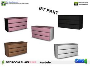 Sims 4 — kardofe_Bedroom BLACKPINK_Dresser by kardofe — Dresser with three large drawers in five different options 