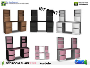 Sims 4 — kardofe_Bedroom BLACKPINK_Vanity by kardofe — Dressing table with drawers and shelves, in five different