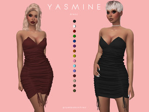 Sims 4 — YASMINE | dress by Plumbobs_n_Fries — New Mesh Short Bodycon Ruched Dress HQ Texture Female | Teen - Elders Hot