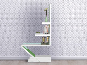 Sims 4 — Apple White Bookcase by seimar8 — Clean and modern with a fresh twist of vibrant green. Part of The Apple White