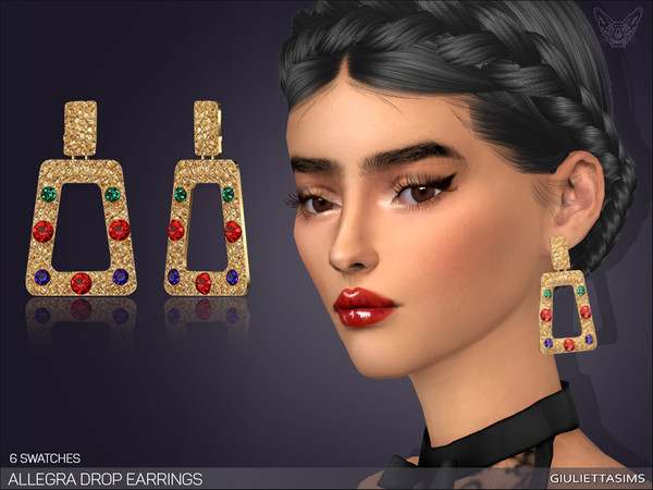 Sims 4 — Allegra Drop Earrings by feyona — * 6 swatches * Base game compatible, feminine style choice, disallowed for