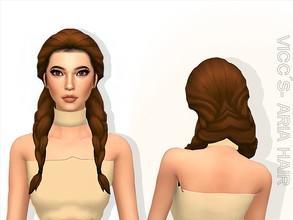 Sims 4 — Aria Hair by VICCSS — All Lods Correct Weights Custom Thumbnail 18 Swatches Hat Compatible Normal Map Specular
