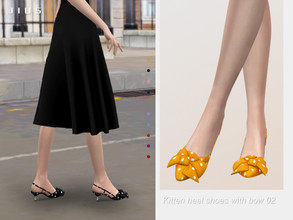 Sims 4 — Jius-Kitten heel shoes with bow 02 by Jius — -Kitten heel shoes with bow 02 -10 colors -Everyday/Party -Custom
