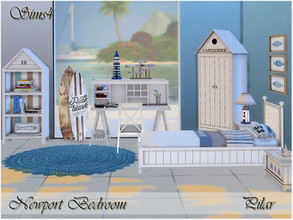 Sims 4 — Newport Bedroom by Pilar — Nautical style