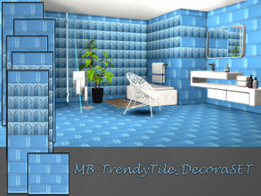 Sims 4 — MB-TrendyTile_DecoraSET by matomibotaki — MB-TrendyTile_DecoraSET, elegant tile wall and floor set in blue