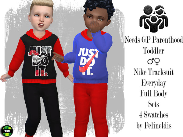 Sims 4 — Toddler Tracksuit - Needs GP Parenthood by Pelineldis — A cool tracksuit with Nike print for toddler boys and