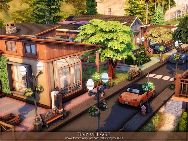 Sims 4 — Tiny Village by MychQQQ — Lot: 50x40 Value: $ 296,676 Lot type: Residential The lot has 6 tiny houses, each