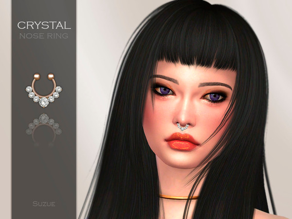 Sims 4 — Crystal Nose Ring by Suzue — -New Mesh (Suzue) -4 Swatches -For Female and Male (Teen to Elder) -Ring Category