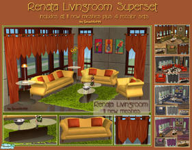 Sims 2 — Renata Superset by Simaddict99 — Get all 11 new livingroom meshes plus the 4 recolor sets in one download.