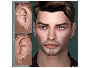 Sims 4 — Adam Earrings by -Merci- — New accessories for Sims4! -For male, teen-elder. -All LODs. -No allow for random.