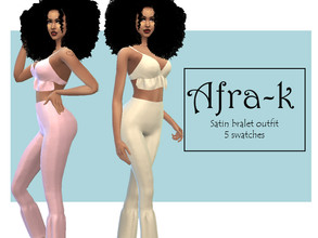 Sims 4 — Satin Bralet Outfit  by akaysims — New mesh - Full body outfit - For Teen - YA - Adult - Elder - 5 swatches -