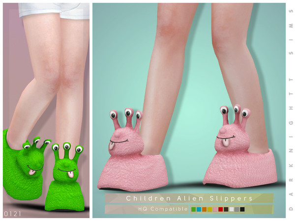 Sims 4 — Children Alien Slippers by DarkNighTt — Children Alien Slippers Have 10 colors. Detailed Texture Maps. Have