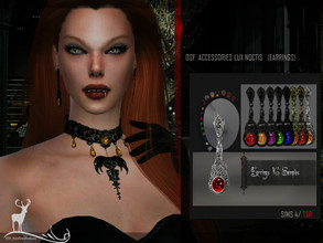 Sims 4 —  DSF ACCESSORIES LUX NOCTIS EARRINGS by DanSimsFantasy — Gothic earrings with a flat structure with one
