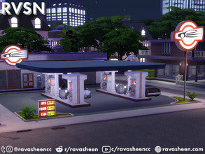 Sims 4 — Highway Petrol Gas Station Set by RAVASHEEN — This set includes a ton of decorative items for building custom