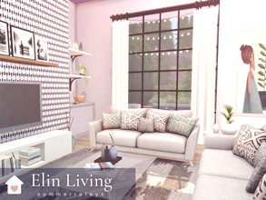 Sims 4 — Elin LIVING by Summerr_Plays — A modern Scandinavian inspired living and dining room. Use on its own or place it