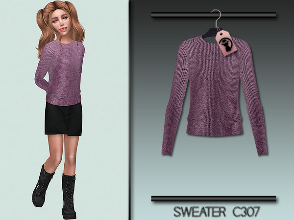 Sims 4 — Sweater C307 by Daph's — 8 Swatches Works with all of skins Custom Thumbnail All Lods All Maps For; Girl / Child