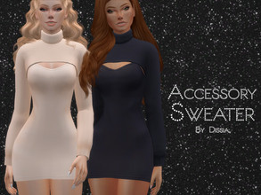Sims 4 — Accessory Sweater by Dissia — Accessory short top with long sleeves and turtleneck. Ends before sims cleavage,