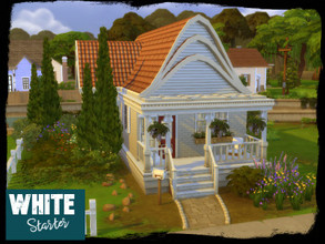 Sims 4 — White starter| Base Game by GenkaiHaretsu — Small starter house- Streamlet Single renovation