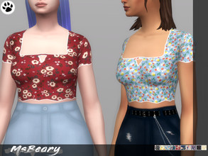 Sims 4 — Ditsy Floral Crop-top by MsBeary — Enjoy this floral top! (: 10 FLORAL DESIGNS