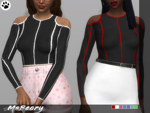 Sims 4 — Ribbon Off-Shoulder Top by MsBeary — Enjoy this off the shoulder top! 7 COLORS