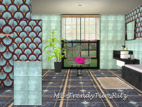 Sims 4 — MB-TrendyTile_Ritz by matomibotaki — MB-TrendyTile_Ritz, elegant tile with a fan pattern upper part and
