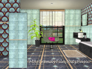 Sims 4 — MB-TrendyTile_RitzBasic by matomibotaki — MB-TrendyTile_RitzBasic, single-colored, marbled tile wall, part of