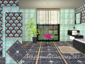 Sims 4 — MB-TrendyTile_Ritz_SET by matomibotaki — MB-TrendyTile_Ritz_SET, elegant tile wall and floor set, partly with a