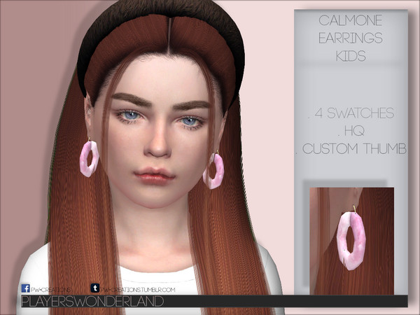 Sims 4 — Calmone Earrings KIDS by PlayersWonderland — . 4 Swatches . HQ . Custom thumbnail . All LODs