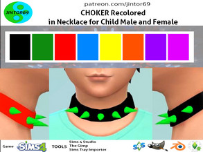Sims 4 — Choker Child Green Spikes by jintor — male and female many colours Green Spikes