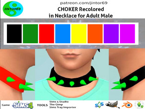 Sims 4 — Choker Adult Male Green Spikes by jintor — Necklace Many colours Green Spikes