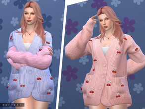 Sims 4 — Cherry Knit Sweater - AF by Darte77 — New mesh - 14 swatches - Shadow and Normal maps - Base game compatible