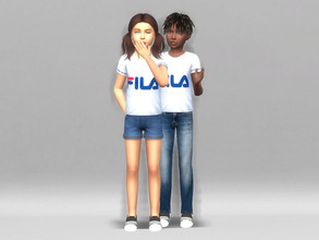 Sims 4 — Fila t-shirt children by Aldaria — Fila t-shirt for children boy and girls