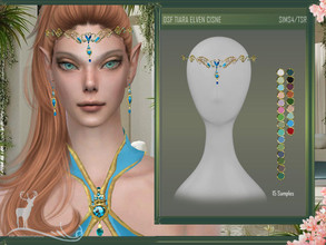 Sims 4 — DSF TIARA ELVES CISNE by DanSimsFantasy — Elven tiara of golden pieces with gems, you have 15 samples. This