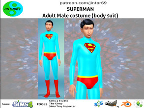 Sims 4 — Superman by jintor — Costume Adult Male Full body Suit