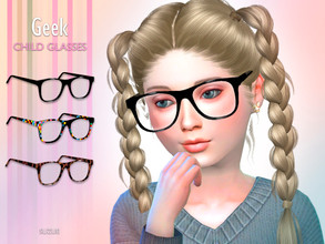 Sims 4 — Geek Glasses Child  by Suzue — -New Mesh (Suzue) -10 Swatches -For Female and Male (Child) -HQ Compatible