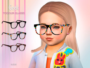 Sims 4 — Geek Glasses Toddler  by Suzue — -New Mesh (Suzue) -10 Swatches -For Female and Male (Toddler) -HQ Compatible