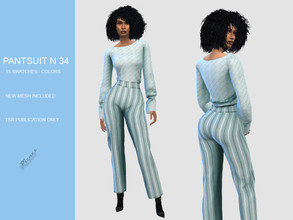 Sims 4 — PANT SUIT N 34 by pizazz — NEW MESH INCLUDED WITH DOWNLOAD Base game 15 colors / swatches HQ - LODS - MAPS *Hair