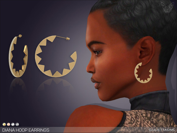 Sims 4 — Diana Hoop Earrings by feyona — * 4 swatches * Base game compatible, feminine style choice, disallowed for