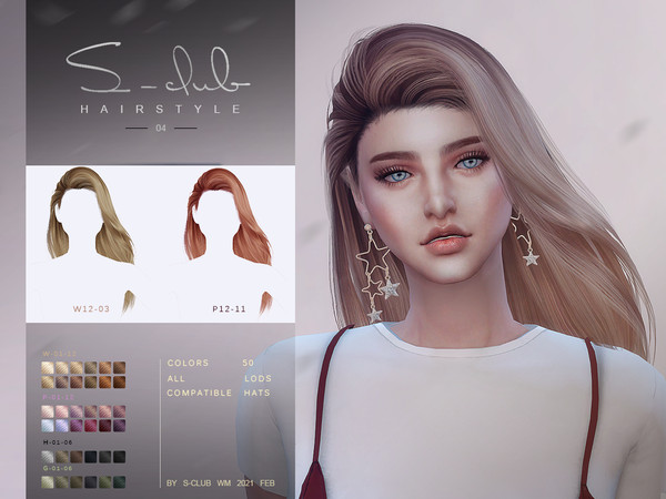 Sims 4 — S-Club ts4 WM Hair 202104 by S-Club — HAIRSTYLE long hair in the wind, for The Sims 4. 50 kinds of color . Hope