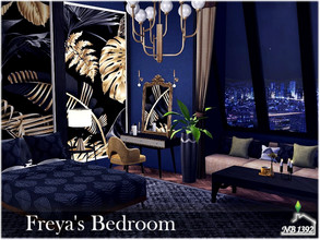 Sims 4 — Freya's Bedroom by nobody13922 — A beautiful and large bedroom in dark tones with beautiful views. Size: 8x8