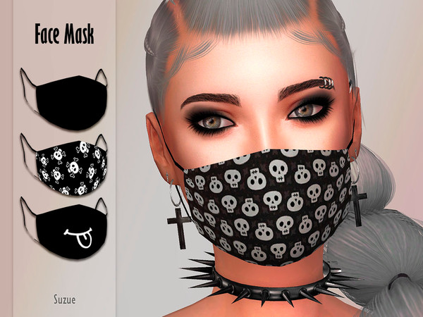 Sims 4 — Face Mask by Suzue — -New Mesh (Suzue) -15 Swatches -For Female and Male (Teen to Elder) -Hat Category -HQ
