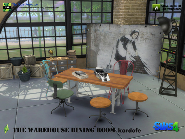 Sims 4 — kardofe_The Warehouse Dining Room by kardofe — Set of eleven new meshes to decorate an industrial style dining