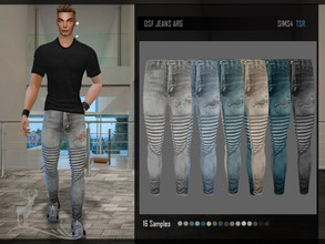 Sims 4 — DSF JEANS ARG by DanSimsFantasy — Ripped cotton jeans at the right knee. It has 16 color samples.