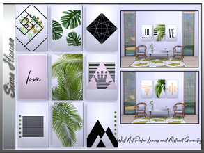 Sims 4 — Wall Art Palm Leaves and Abstract Geometry by Sims_House — Wall Art Palm Leaves and Abstract Geometry 8 options.