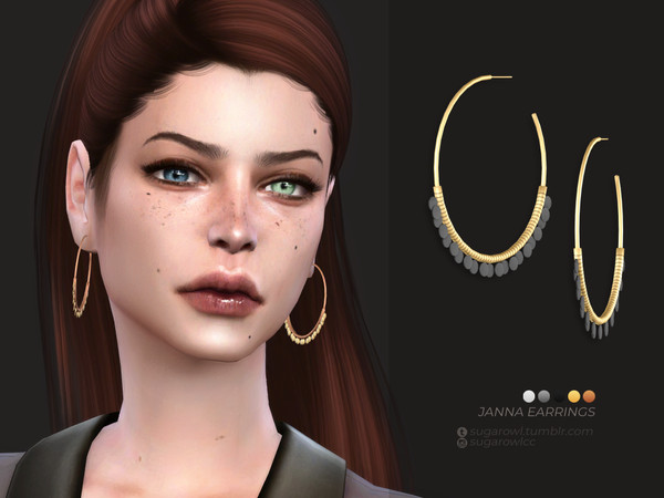 Sims 4 — Janna earrings by sugar_owl — - new mesh - base game compatible - all LODs - 15 swatches - HQ compatible -