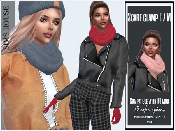 Sims 4 — Scarf clamp F / M by Sims_House — Scarf clamp F / M 15 options. In the category accessories, necklaces