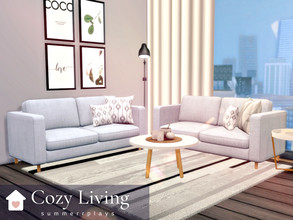 Sims 4 — Cozy Living by Summerr_Plays — An open living area with a little kitchen, reading nook, and living room. Perfect