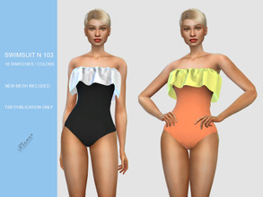 Sims 4 — SWIMSUIT N 103 by pizazz — NEW MESH INCLUDED WITH DOWNLOAD Base game 16 colors / swatches HQ - LODS - MAPS