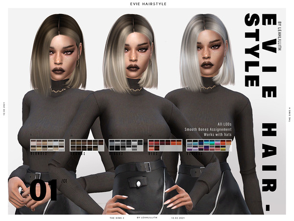 Sims 4 — LeahLillith Evie Hairstyle by Leah_Lillith — Evie Hairstyle All LODs Smooth bones Custom CAS thumbnail Works