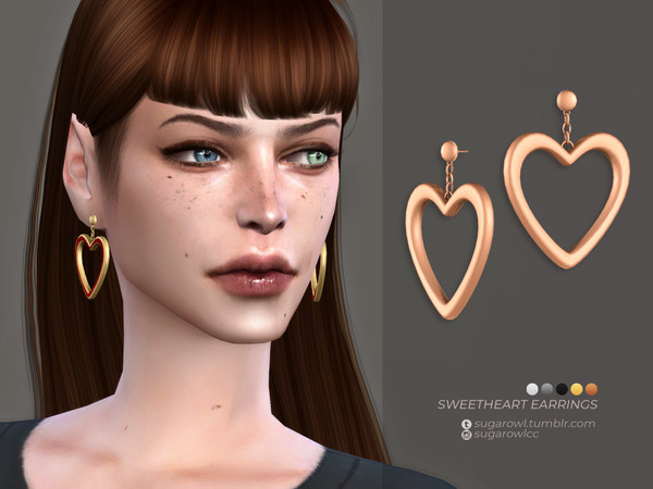 Sims 4 — Sweetheart earrings by sugar_owl — - new mesh - base game compatible - all LODs - 20 swatches - HQ compatible -